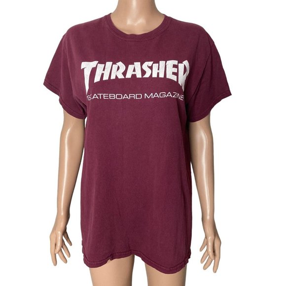 Thrasher Other - Vintage Thrasher Magazine T Shirt Mens Medium Skater Spellout  Burgundy White